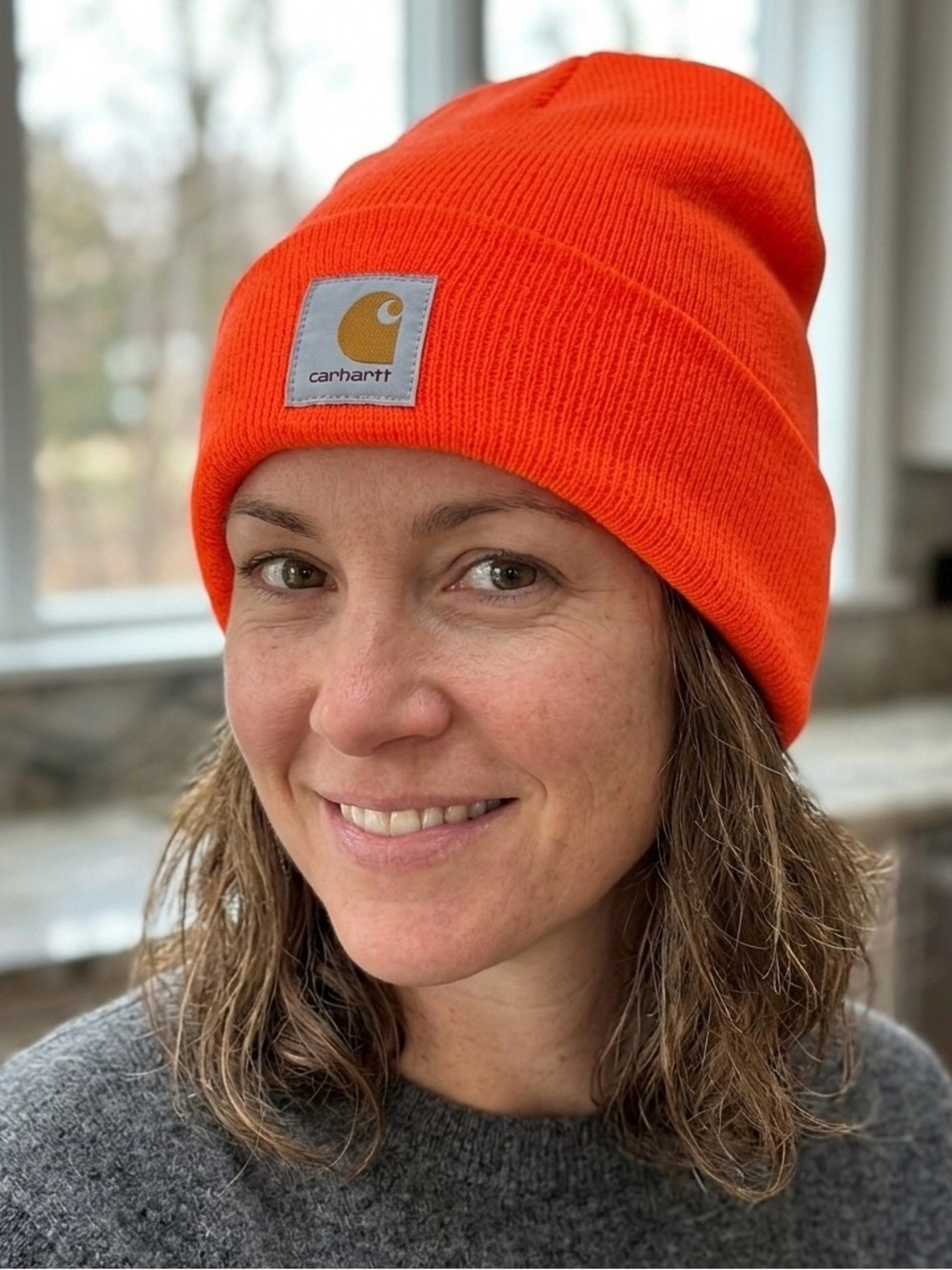 Carhartt Orange Knit Beanie Hat Winter Warm Outdoor Cozy Classic